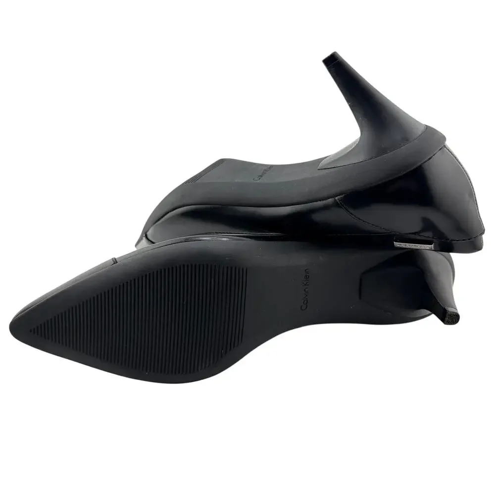Calvin Klein Greta Modern Black Stretch Kitten Heel Pump Size 7 Ladies Shoe